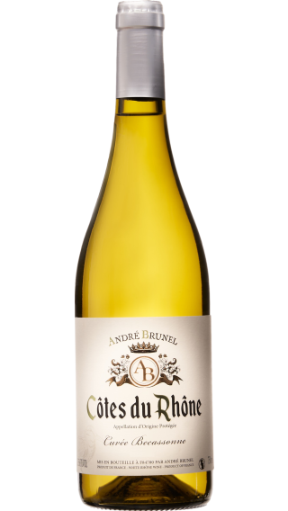 Bottle of Andre Brunel Domaine de la Becassonne Cotes du Rhone Blanc 2022 wine 750 ml