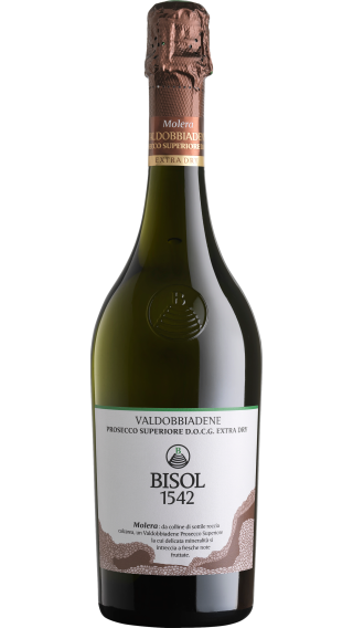 Bottle of Bisol Molera Valdobbiadene Prosecco Superiore Extra Dry 2021 wine 750 ml