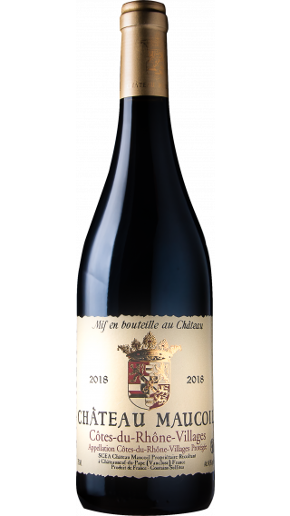Bottle of Chateau Maucoil Cotes du Rhone Villages 2018 wine 750 ml