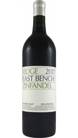 Bottle of Ridge East Bench Zinfandel 2017 wine 750 ml