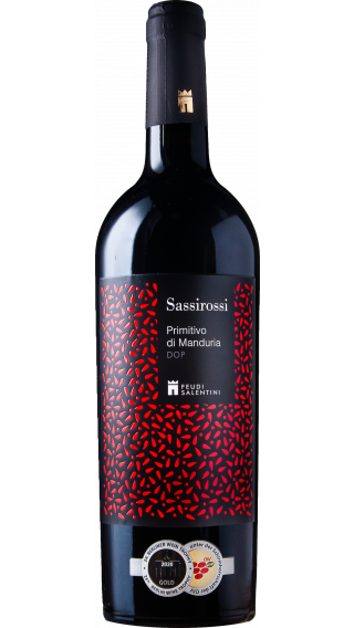 Bottle of Feudi Salentini Sassirossi Primitivo di Manduria 2019 wine 750 ml