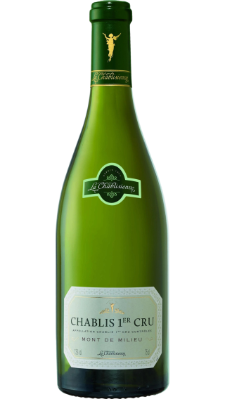 Bottle of La Chablisienne Chablis Premier Cru Mont de Milieu 2021 wine 750 ml