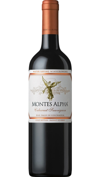 Bottle of Montes Alpha Cabernet Sauvignon 2021 wine 750 ml