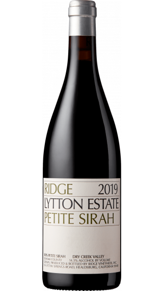 Bottle of Ridge Lytton Estate Petite Sirah 2019 wine 750 ml