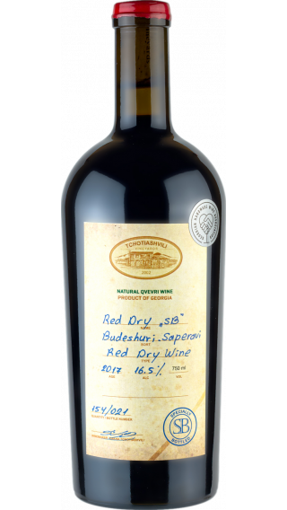 Bottle of Tchotiashvili Budeshuri Saperavi 2018 wine 750 ml